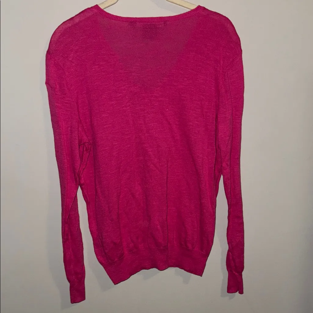 Ralph Lauren Sport Vibrant Pink Knit V Neck Sweater - Image 4