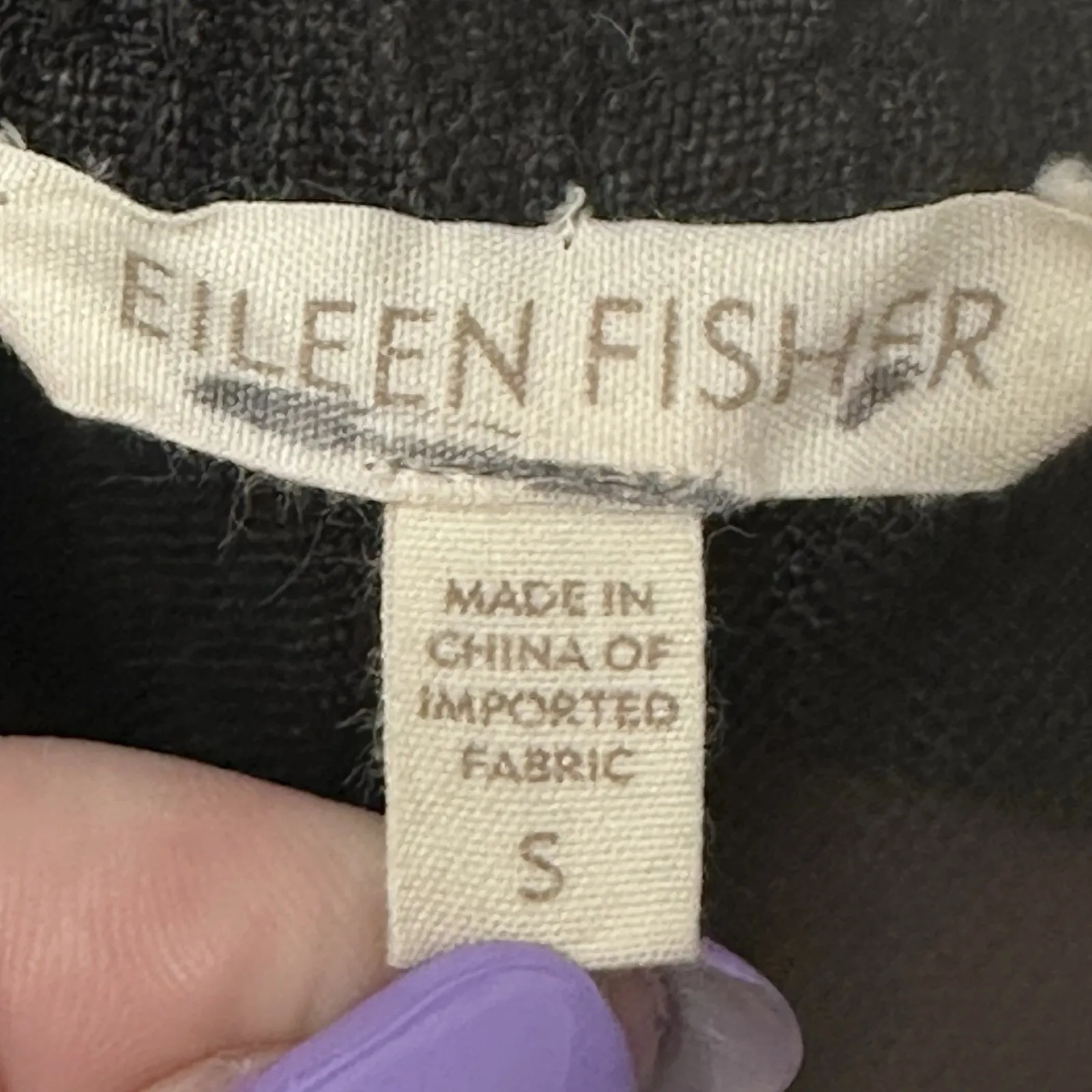 EILEEN FISHER Pants Small Linen Ankle Wide Leg Side Zip‎ Elastic Waist Black - Image 10