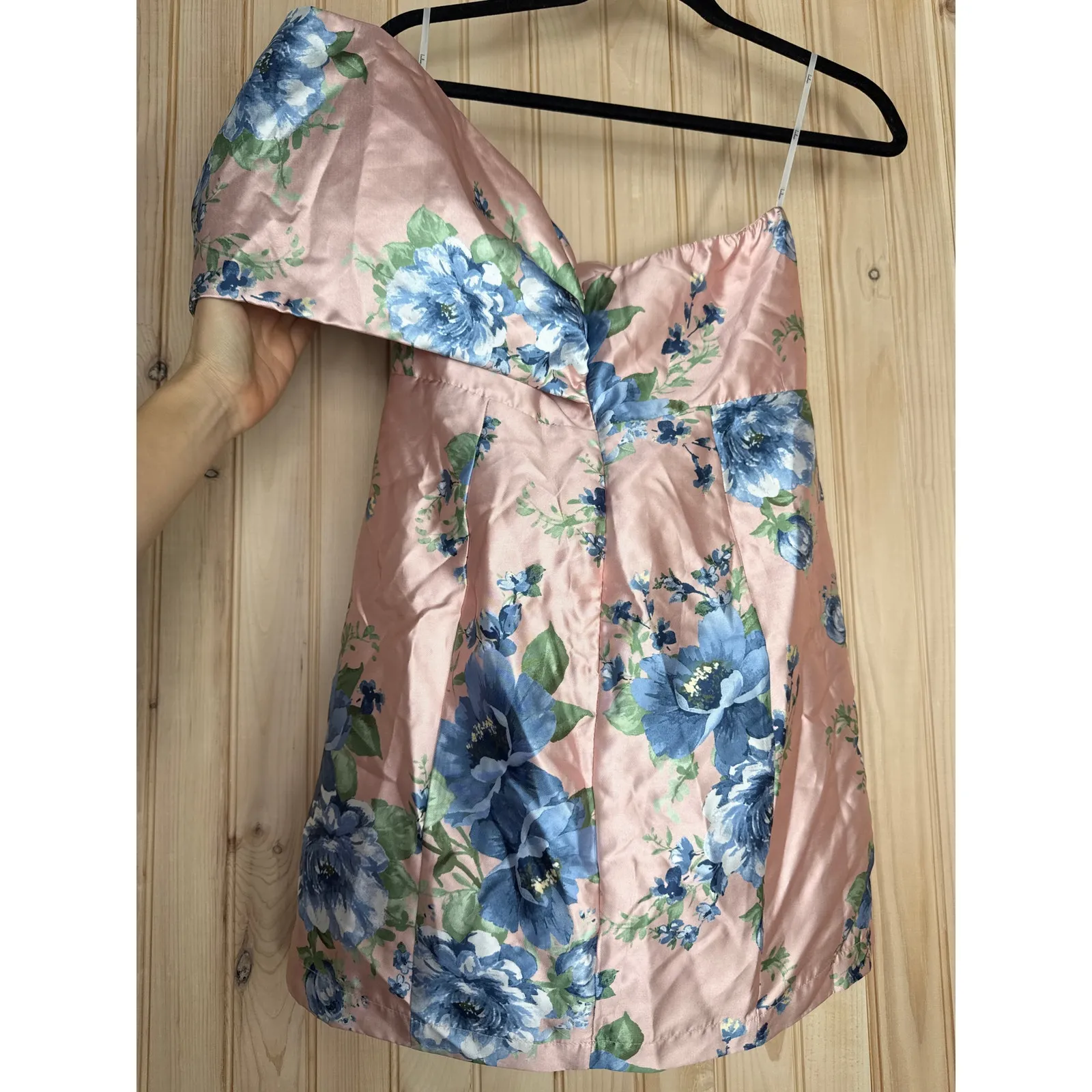 NWT Lulus Soiree Darling Pink Floral Bow Off-the-Shoulder Mini Dress Cocktail M - Image 6