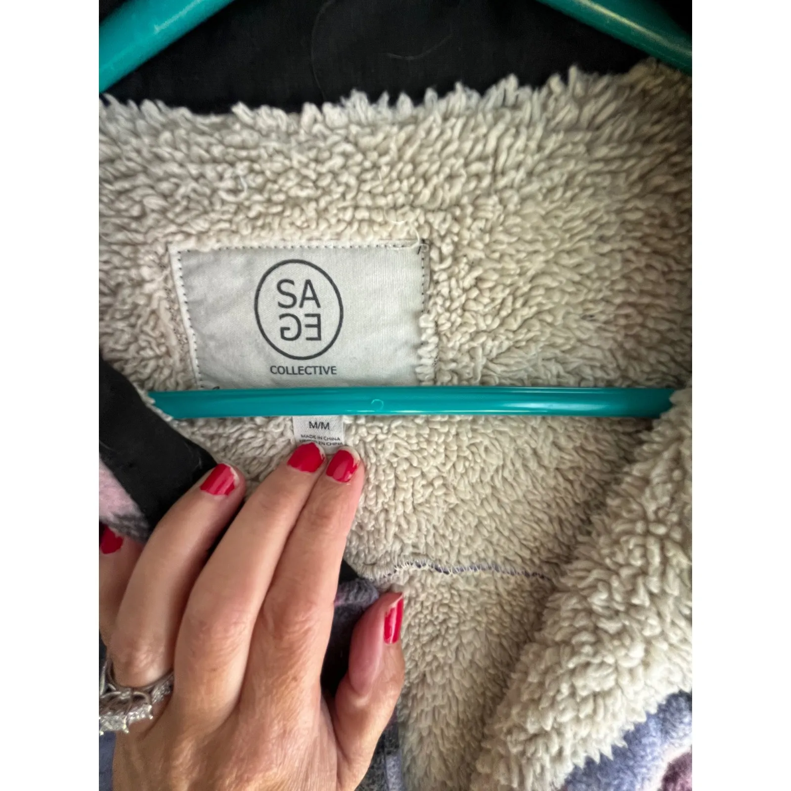 Sage Collective Womens Plaid Sherpa Lined Shirt Jacket Purple Burgundy
Fall Size M - Image 3