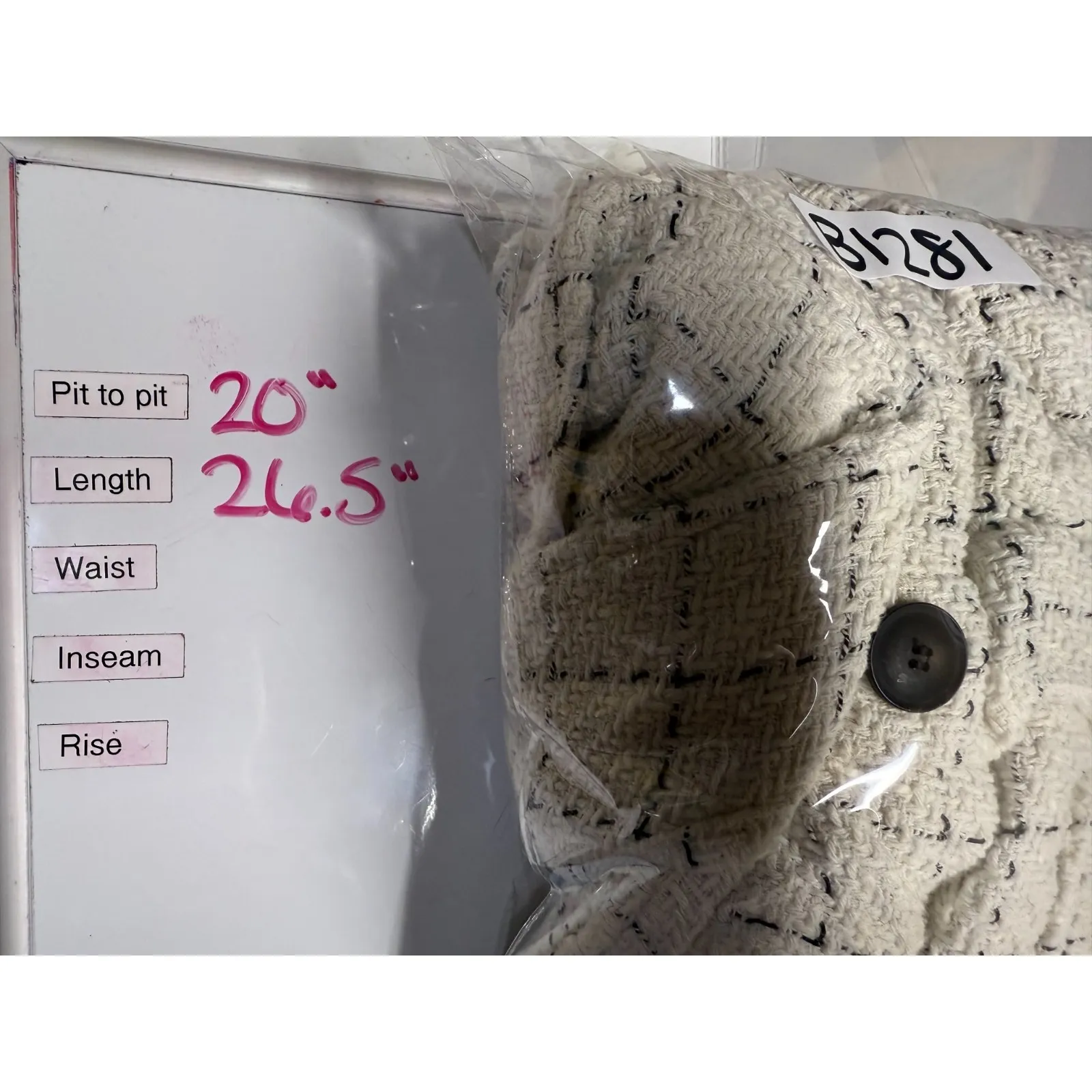 ZARA Oversized Tweed‎ Shacket Overshirt Women XS Ivory Check Textured Oversized - Image 6