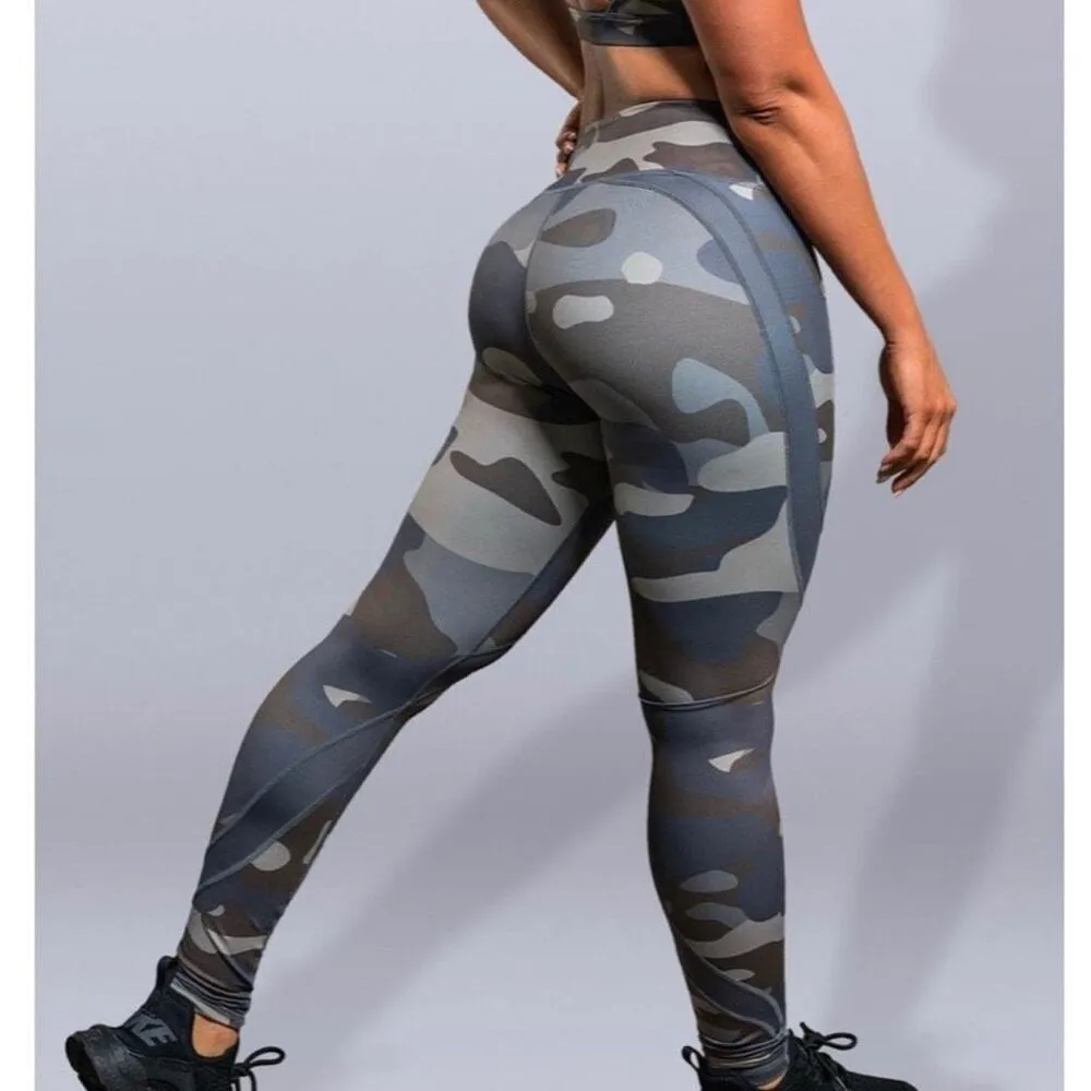 Violate the Dress Code ‘Vintage Camo’ High Waist Leggings in Gray/Green Small Gray - Image 2