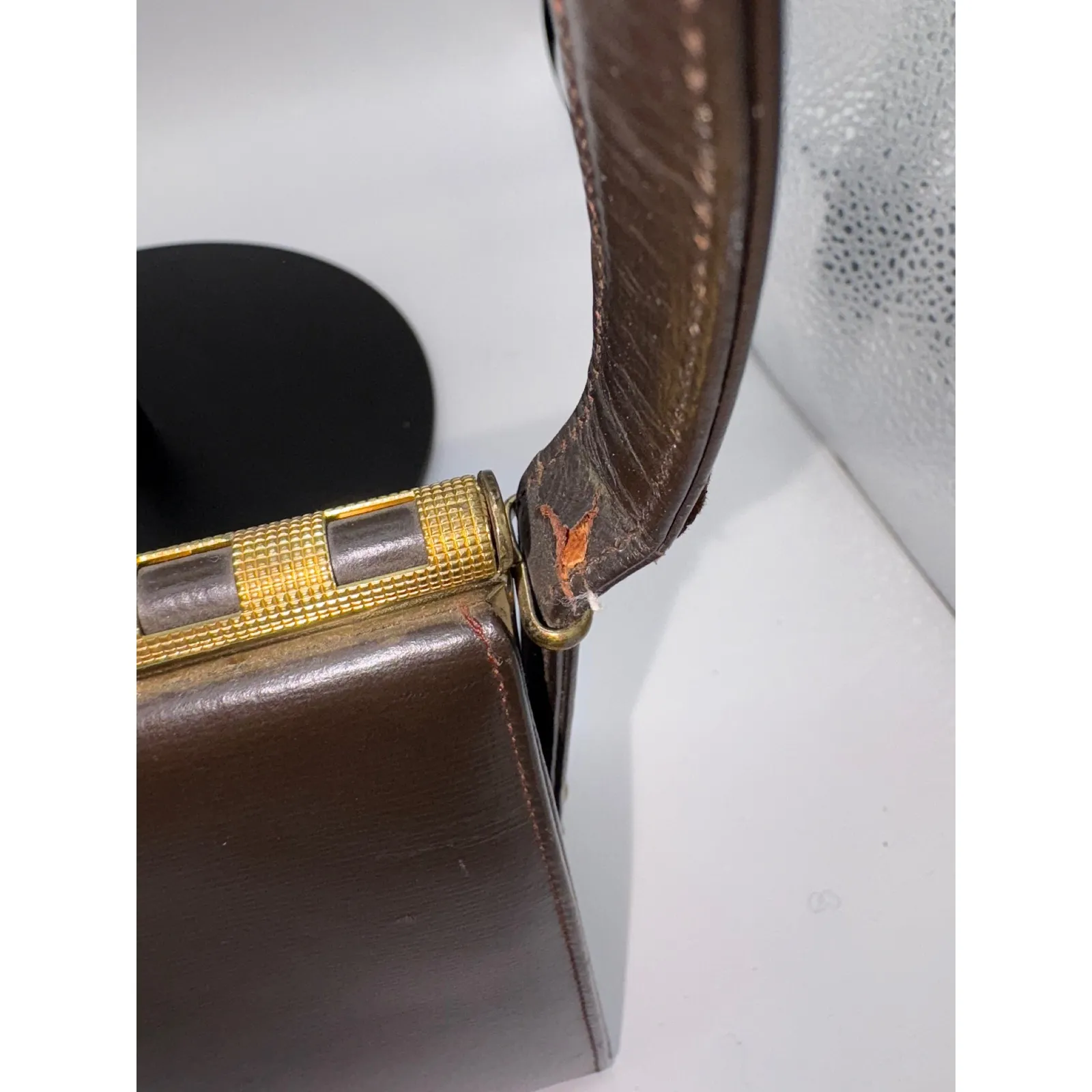 Vintage Collentz Originals Structured Brown Leather Handbag w/ accessories - Image 4