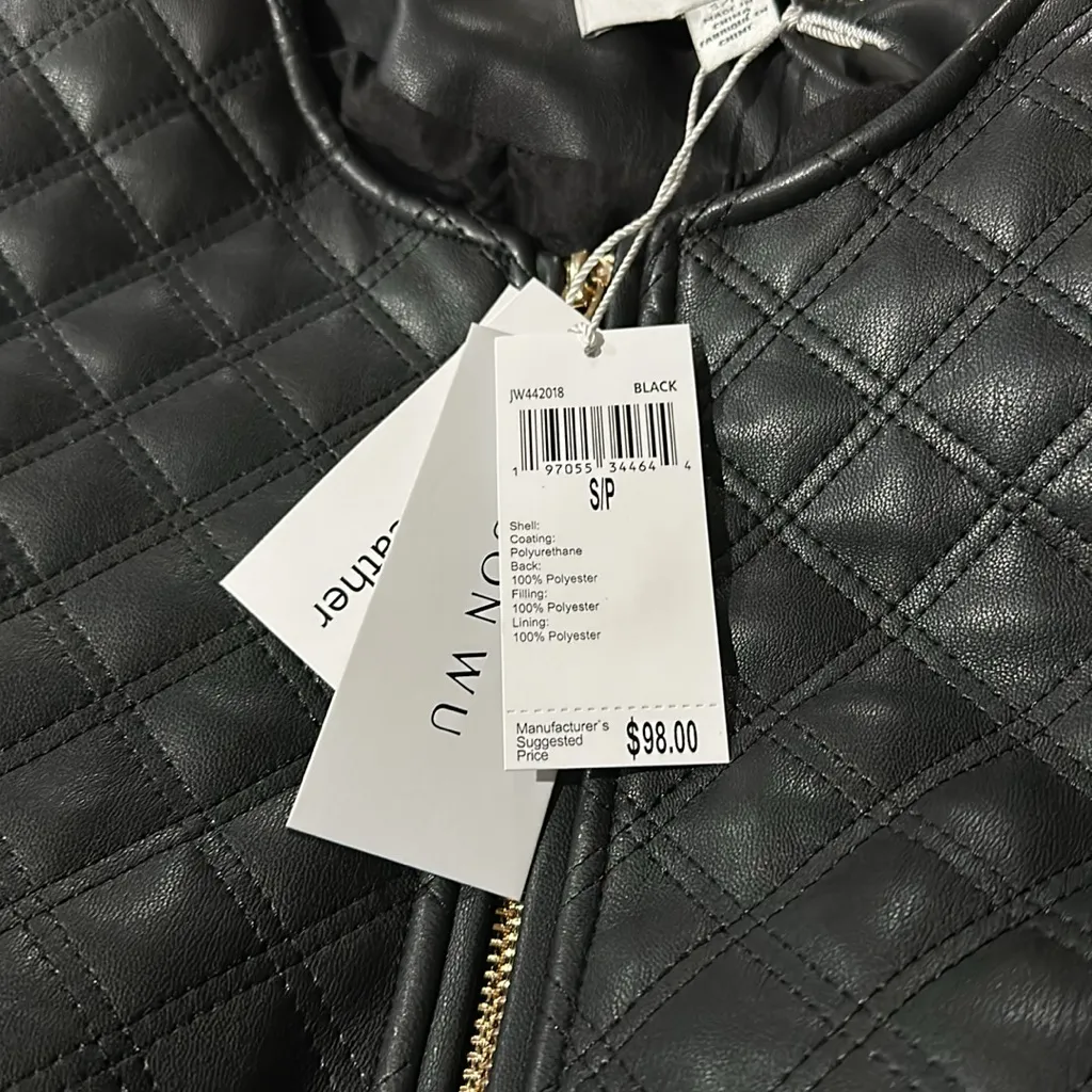 NWT Jason Wu Women's Quilted Faux Leather Zip Front Jacket - Image 7