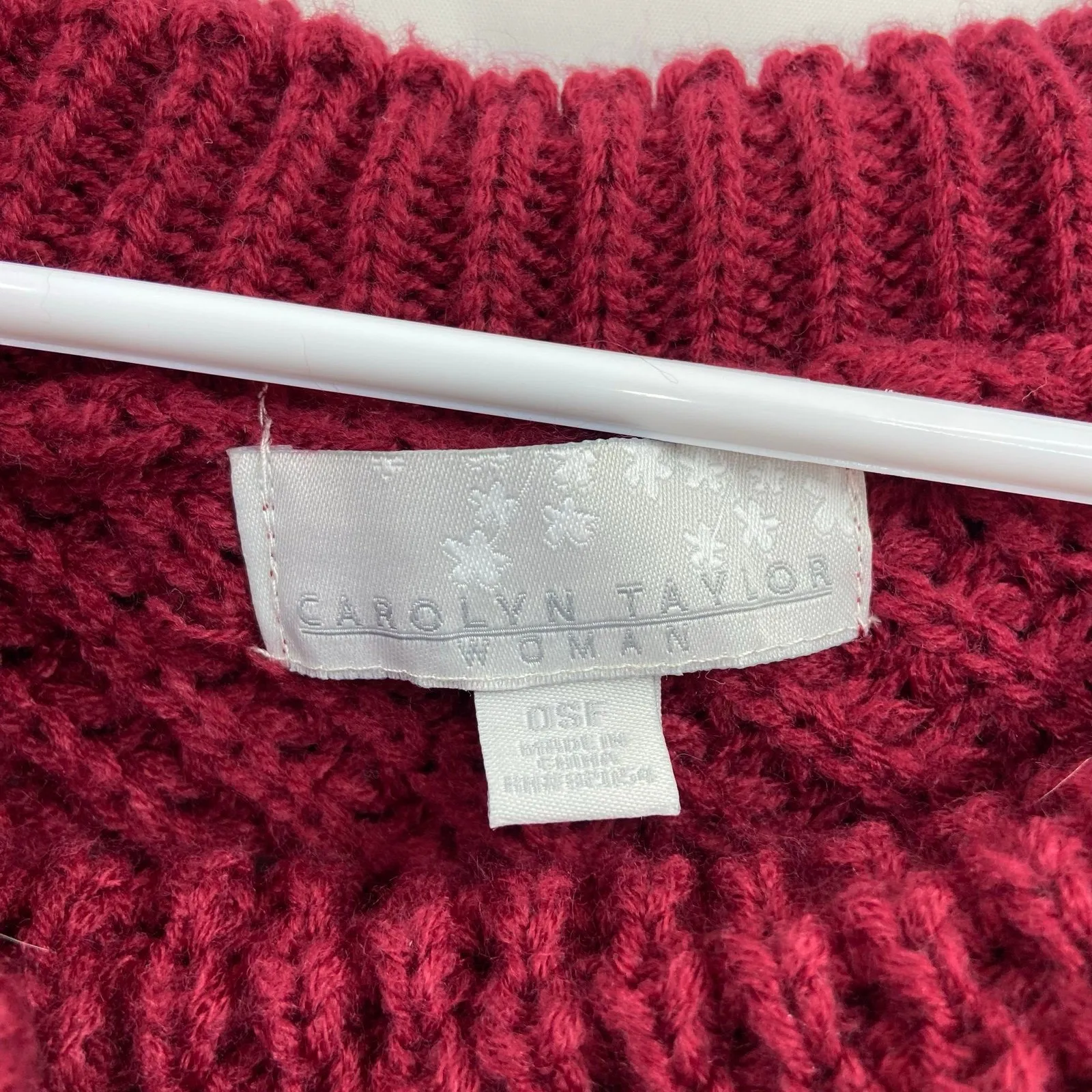 Carolyn Taylor women's deep red button thick knit cowl neck poncho‎ sweater OS - Image 4