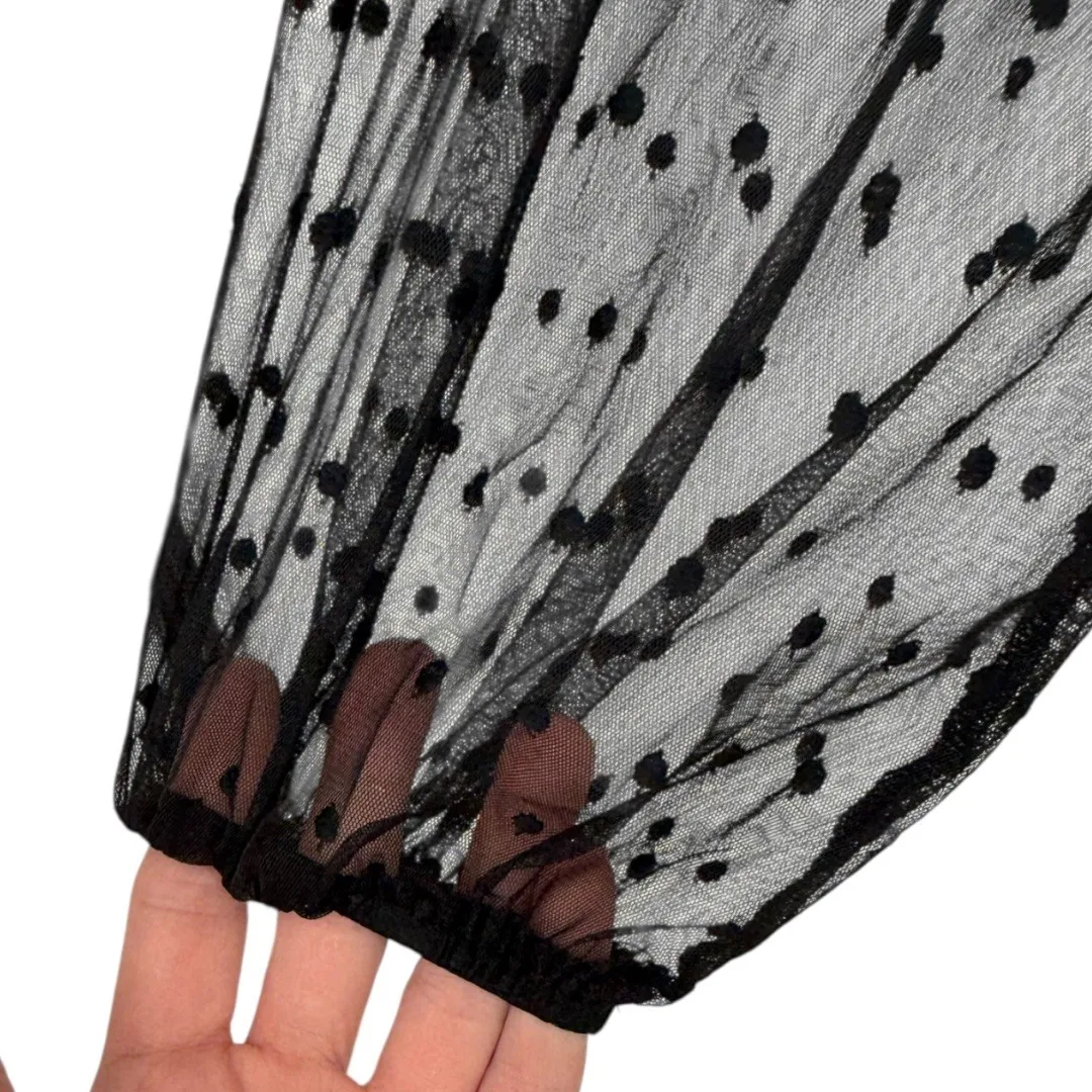 Lulus Black Swiss Dot Tiered Bustier Midi Dress Size‎ XS Whimsigoth Fairy Grunge - Image 15