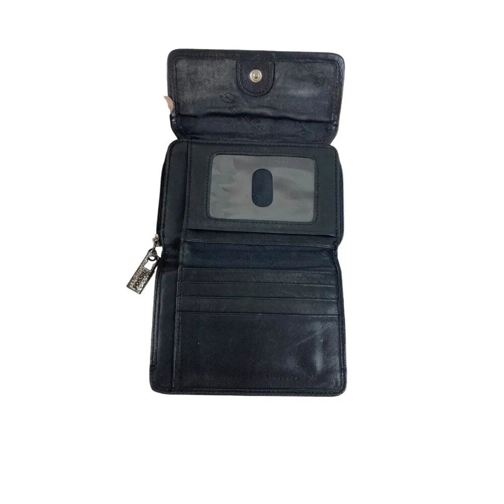 Fossil Black Leather Wallet Bi-Fold Snap Zipper Credit Card ID Holder Whimisgoth - Image 2
