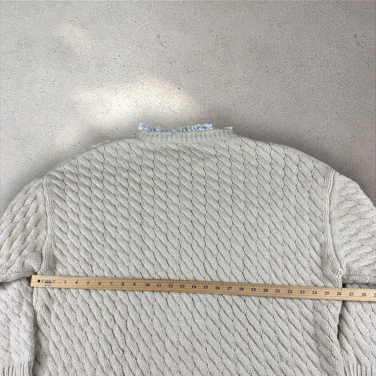 For Love and Lemons Milana Cable Knit Lace Trim Oversized Sweater Dress Sz L NWT Tan Size L - Image 8