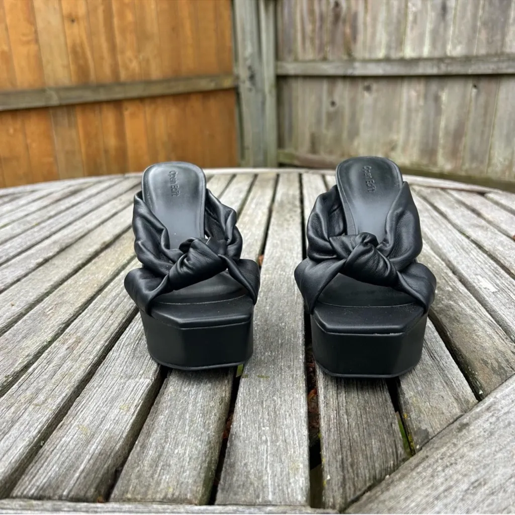 Open Edit Kaia Knot Platform Sandals‎ in black size 6.5 fall wedding guest - Image 5