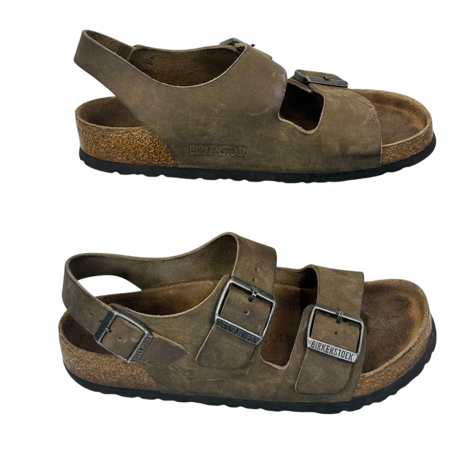 Birkenstock Milano Brown Oiled Leather Slingback Sandal Womens Approx sz 37 - Image 7