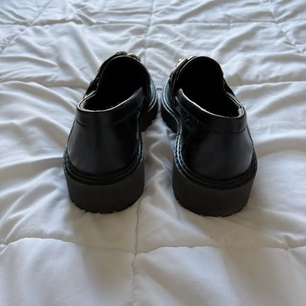 IRIS &INK Womens Chunky Chain Grunge Punk Preppy Casual Edgy Loafers 40 Black Size 8.5 - Image 7