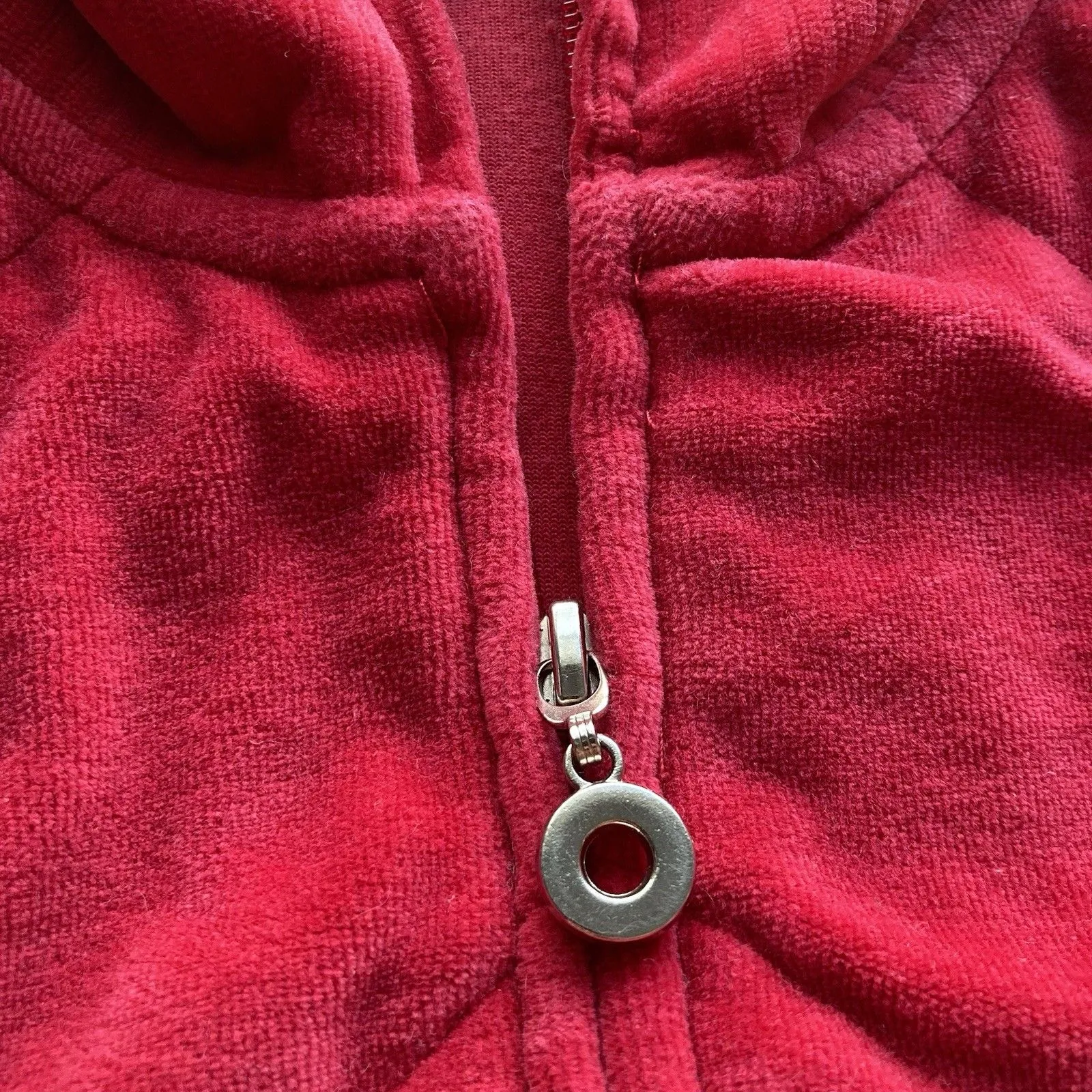 Denim & Co Womens Red Velour Vest S Sleeveless Zip Athleisure Sporty Cozy - Image 6