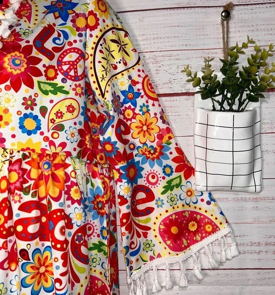 Peace & Love Printed Dress | Small | - Image 3