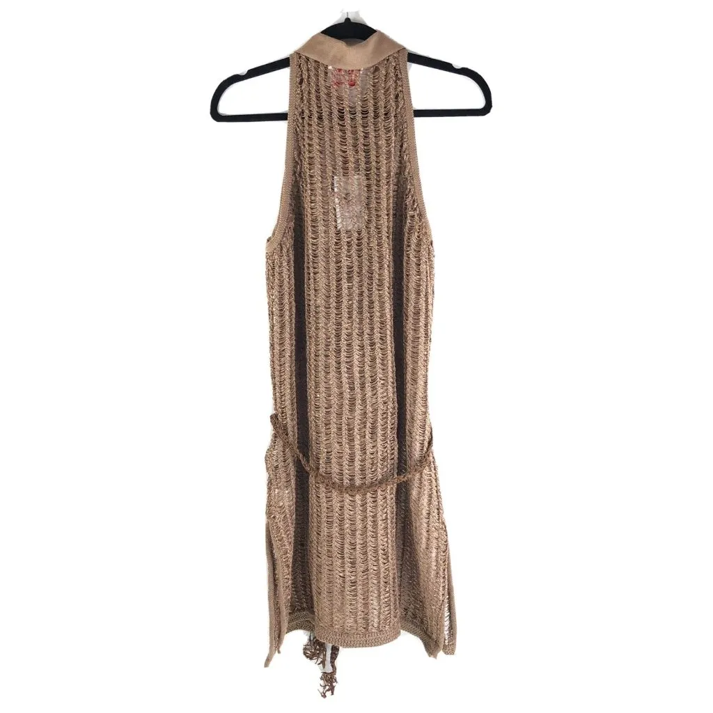Solid & Striped The Sawyer Dress Crochet Cover Up Dress Sleeveless Belt Beige M - Image 4