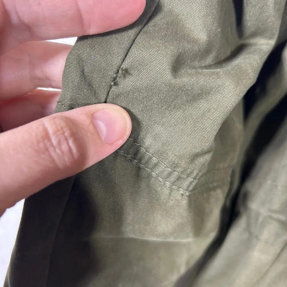 American Eagle Utility Jacket Large Army Green Flannel Sherpa Lined Hooded Zip - Image 7