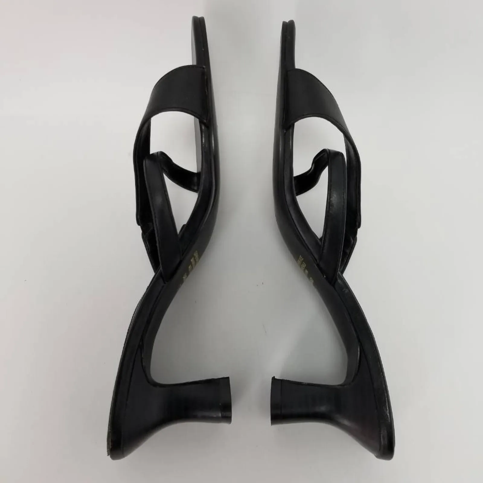 Unlisted Kenneth Cole Womens Sandal Spool Heels Black Leather Slip Ons Size 7.5 - Image 7