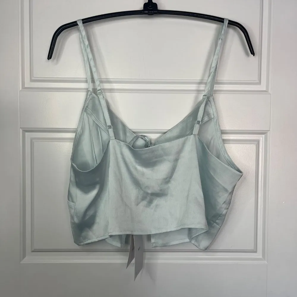 Urban Outfitters Daisy Street Satin Tie Front Cami Crop Top Women's Size XL Blue - Image 6
