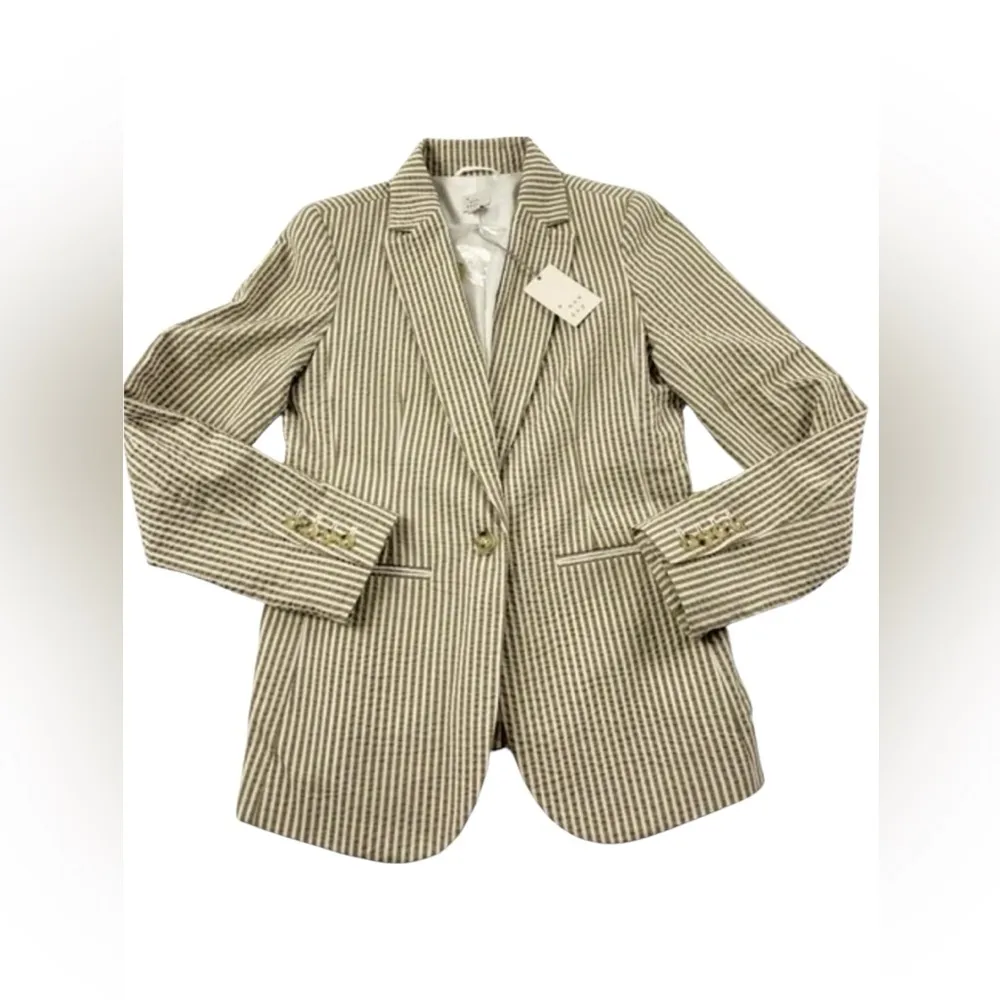 A New Day  blazer khaki and white striped size 2 - Image 9
