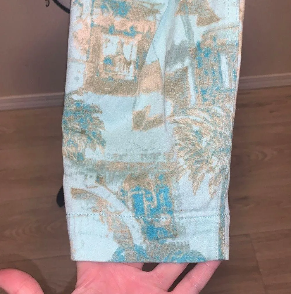 Caribbean Joe Womens Jacket Size Medium Teals Blues Palm Trees Jacket Hawaiian - Image 6