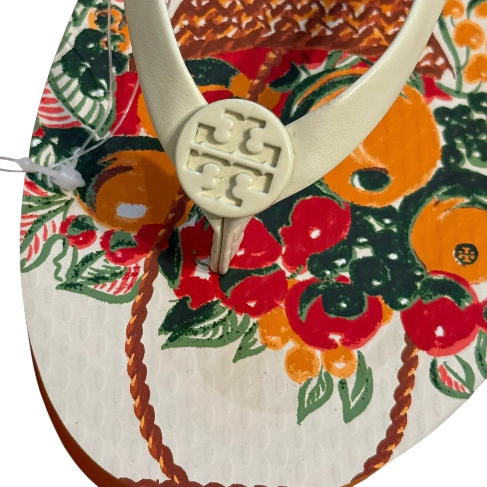 NEW Tory Burch 6 Flatform Flip Flop White Cloud FruitBasket Orange Rubber Sandal - Image 9