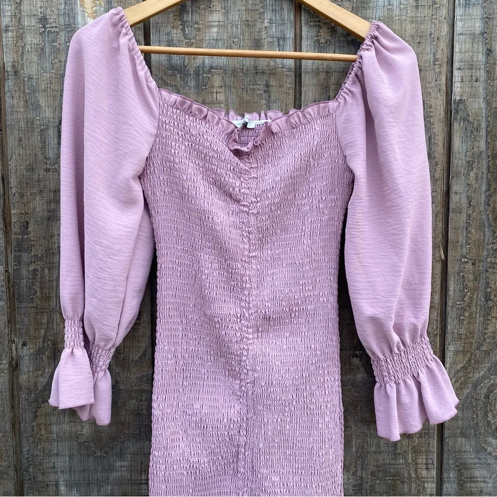Love Tree Pink Full Smocked Body Long Sleeve Mini Dress Size S - Image 2