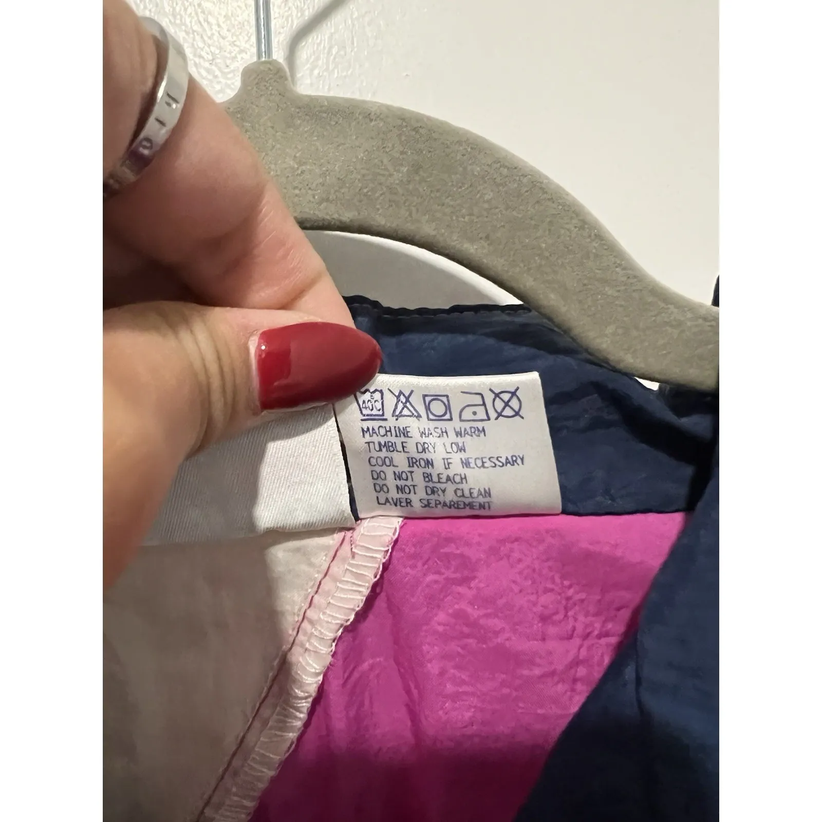 Reebok Vintage Women's Windbreaker Jacket Full Zip Long‎ Sleeve Nylon Sz XL Pink - Image 6