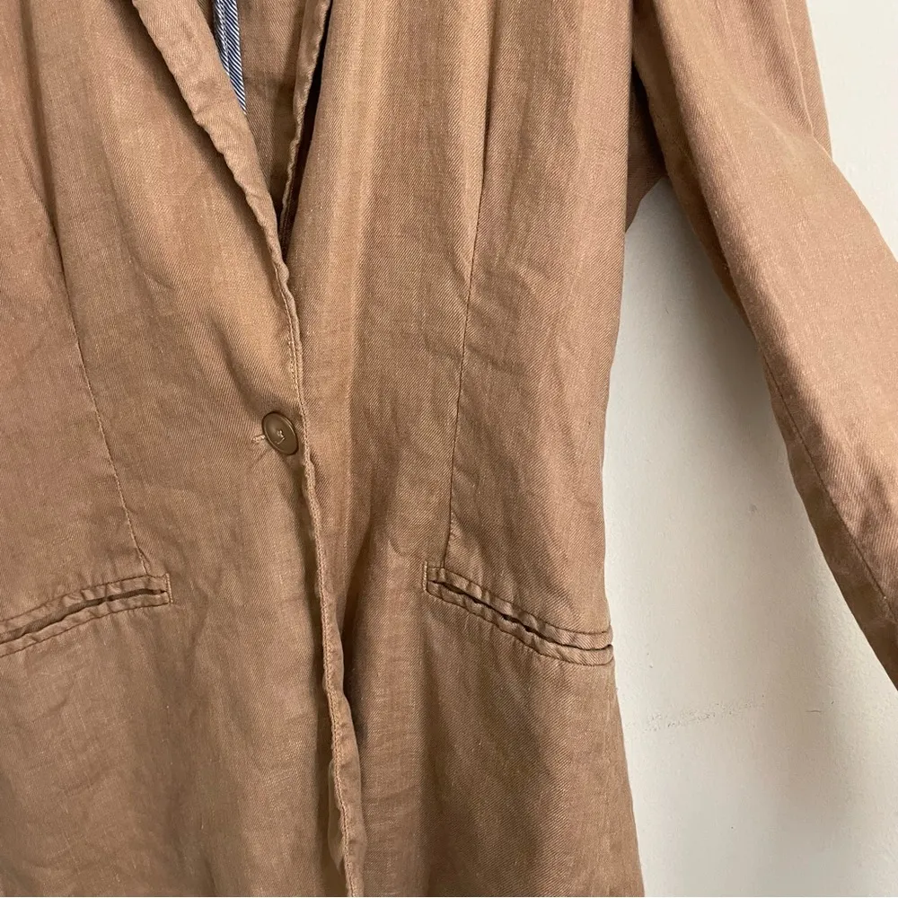 Level 99 Linen Stretch Blazer Tan size S - Image 6