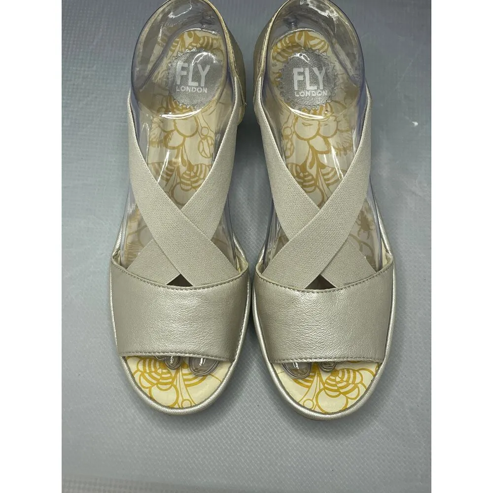Fly London Gored Cross Band Rale Wedges Silver - Size 39 US 8.5 - Image 3