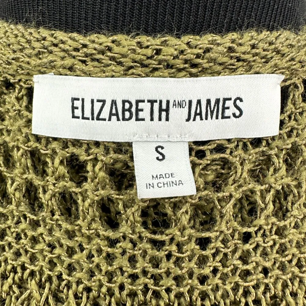 Elizabeth and James | S | Olive Cord Pointelle Knit High Slit Long Sweater Tank - Image 6