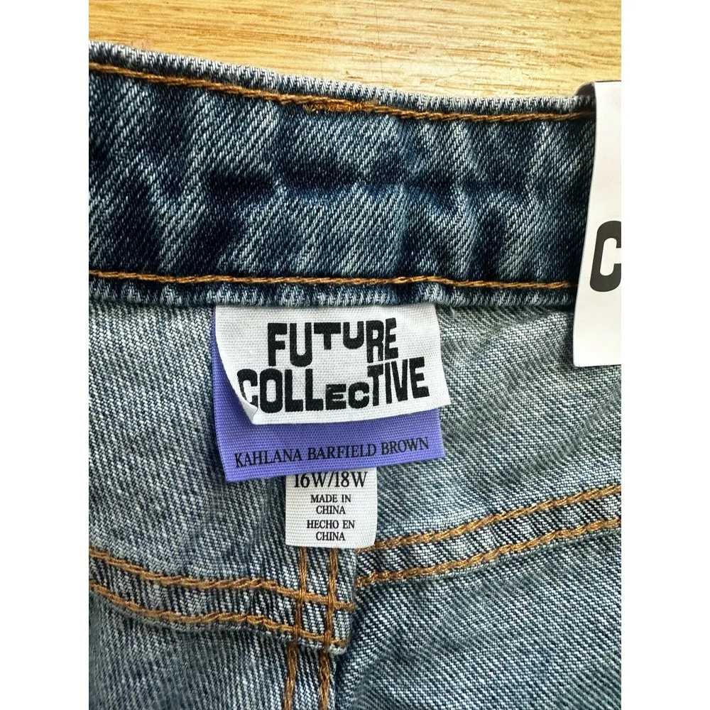 NWT‎ FUTURE COLLECTIVE Jeans Mid Rise Boyfriend 16W/18W Kahlana Barfield Brown - Image 4