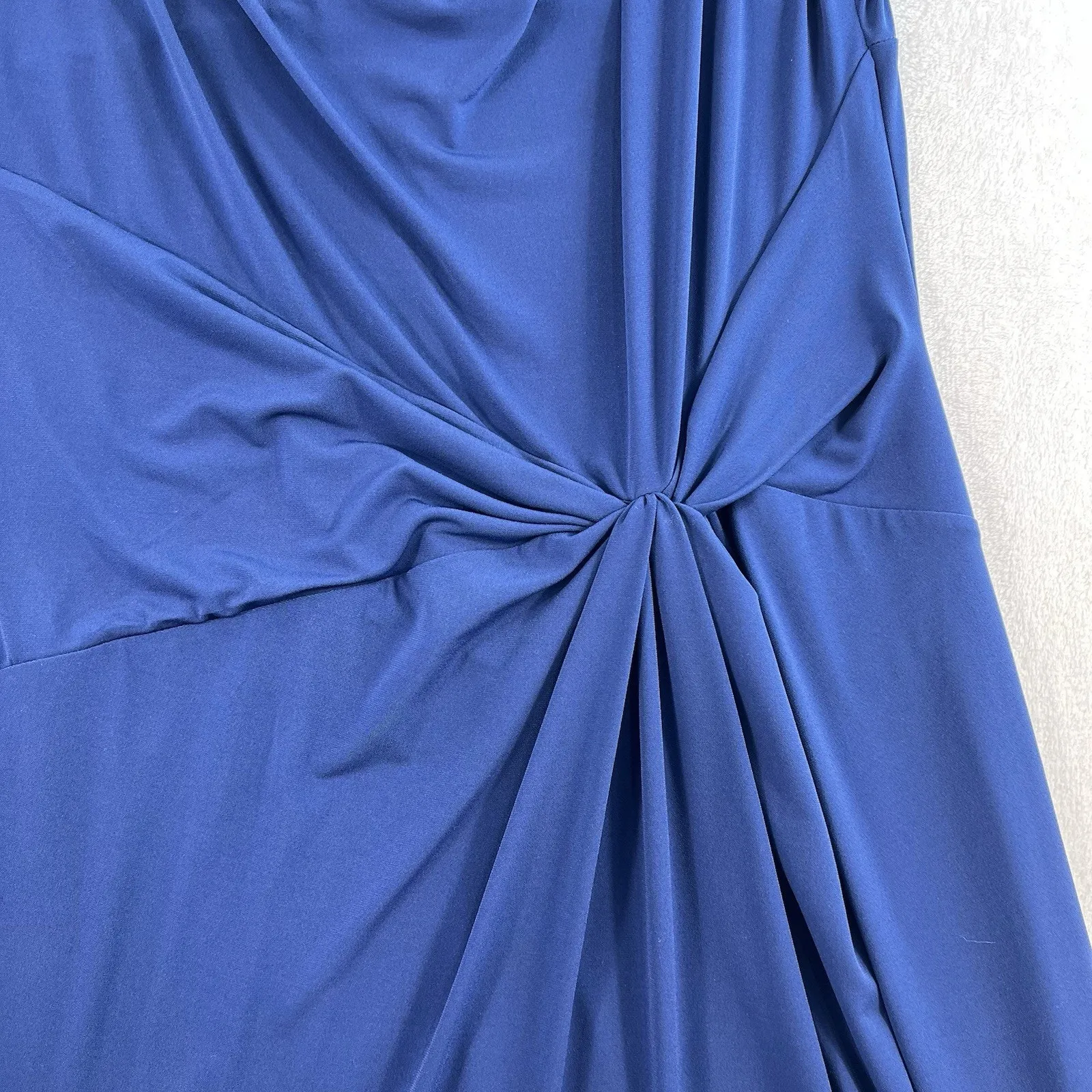 Michael Kors XL Ruched Pencil Dress Draped Flattering Blue Slinky Stretch Womens - Image 5