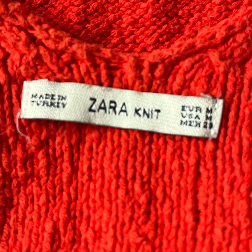 Zara Knit Tank Top Cropped Sweater Blood Orange Size Medium - Image 3