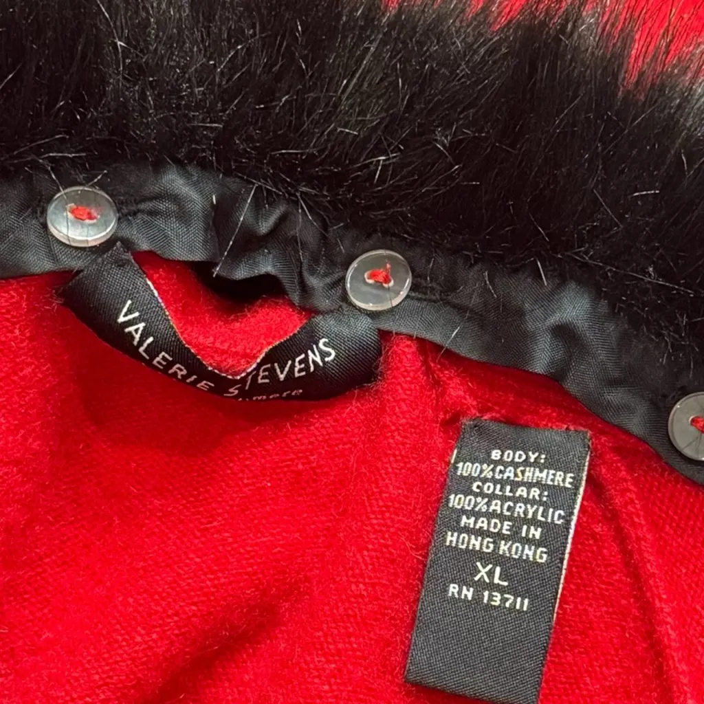 Valerie Stevens Cashmere Faux Fur Collar Cardigan Mob Wife Special Occasion XL - Image 6
