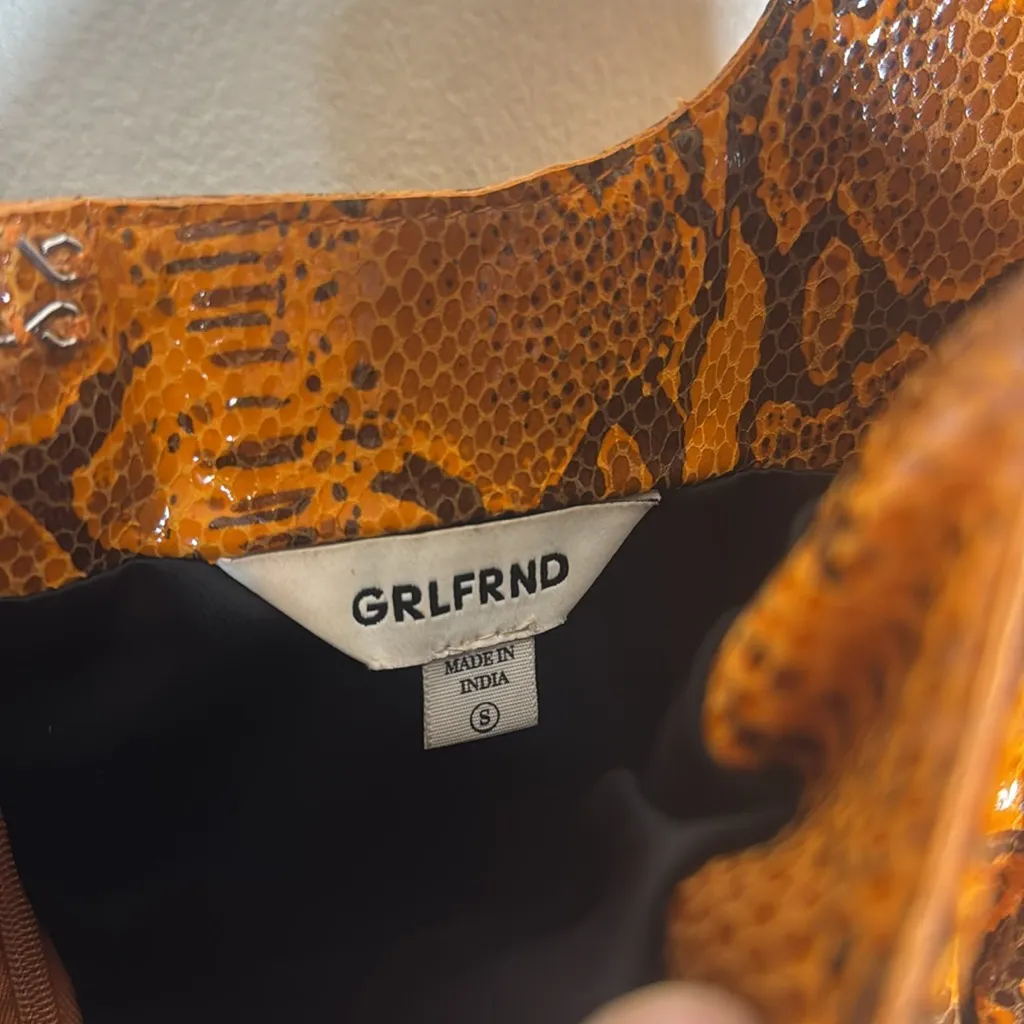 GRLFRND Romi Mini Dress in Orange Black Snake size small revolve - Image 8