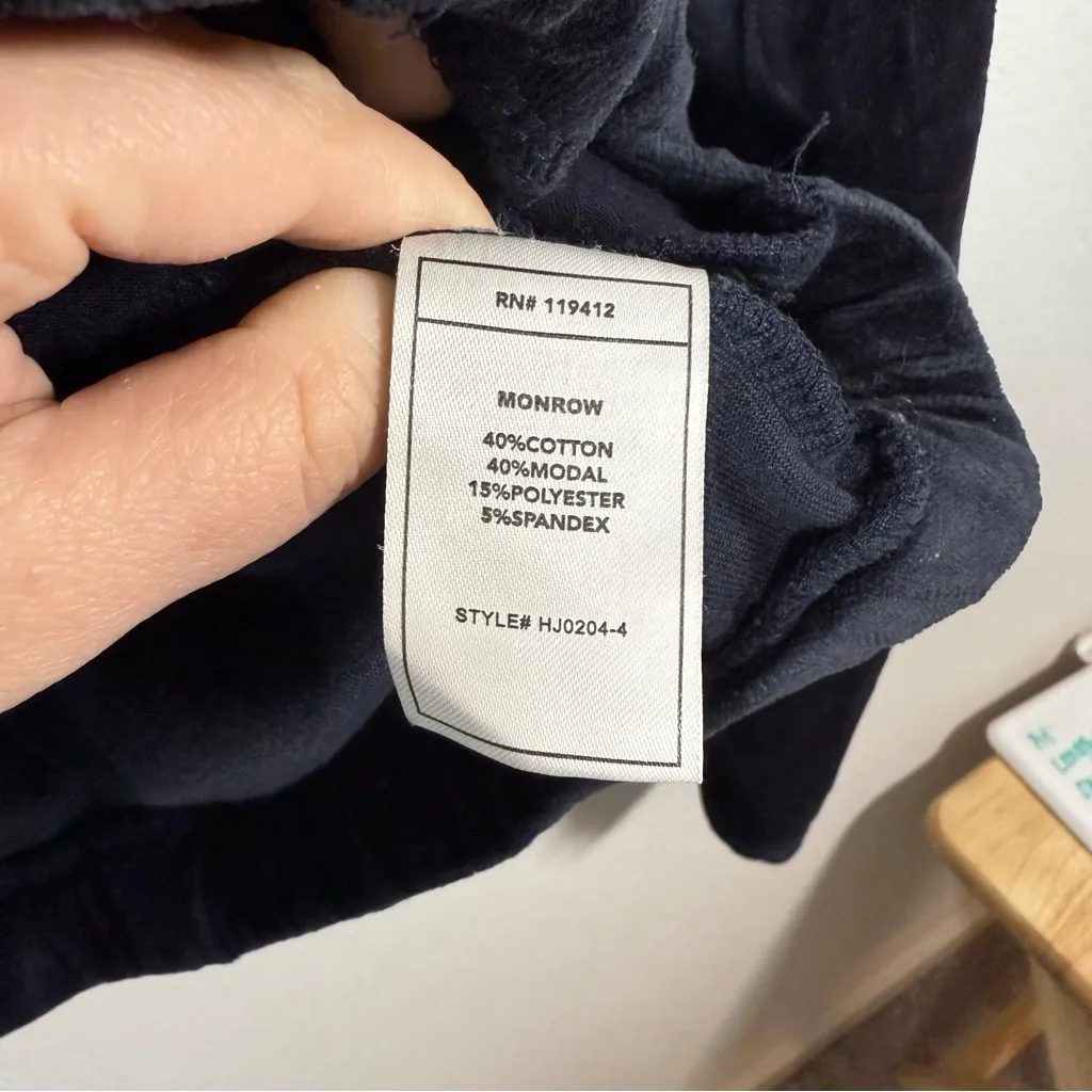 Monrow Women’s Velour Sporty Stripe Full Zip Hoodie in Neptune/Rose Size S/M Blue - Image 10