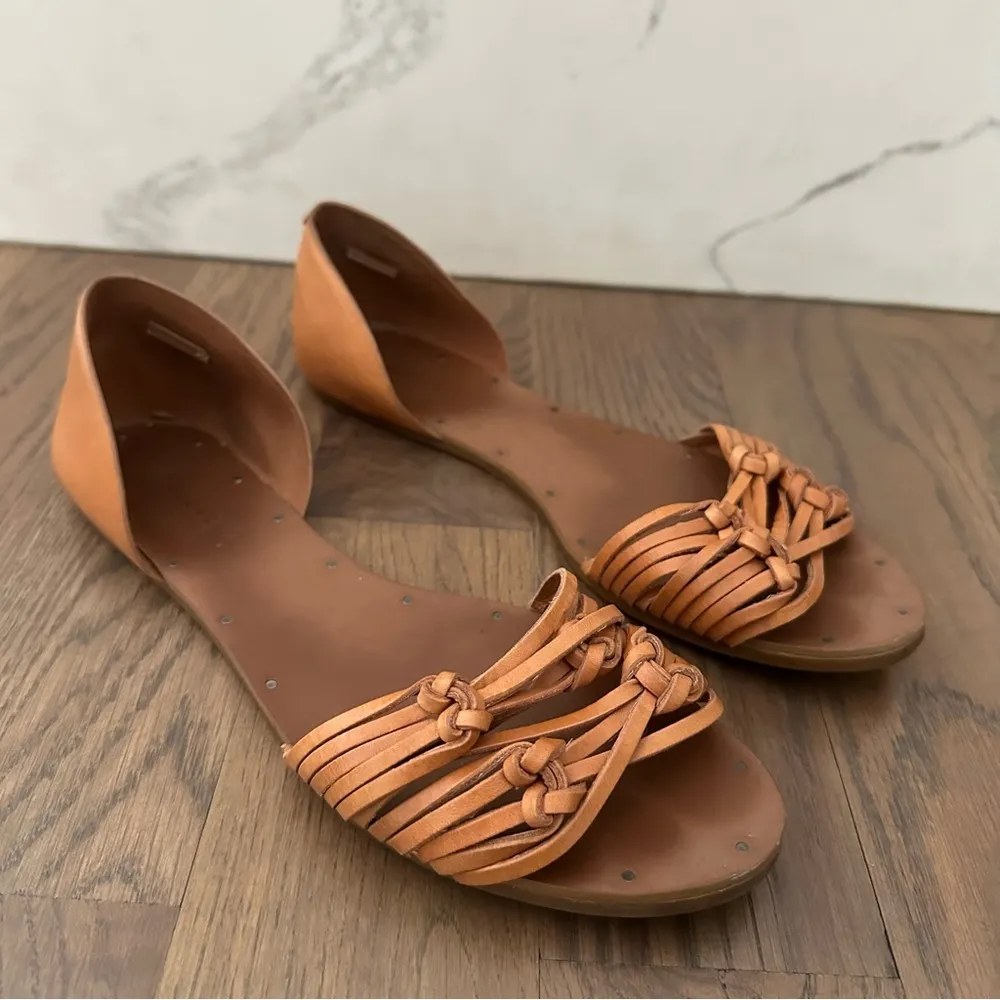 Madewell Knotted Flat Open Toed Leather Sandal in Castle Brown Tan Size 9 - Image 4