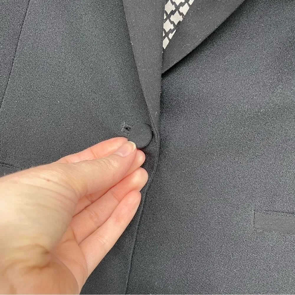 Maison Scotch Black Single Button Closure Classic Blazer Womens S Collarless - Image 5