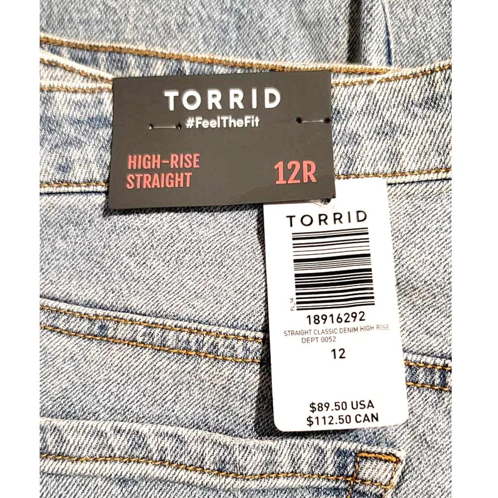 Torrid High-Rise Straight Vintage Stretch Mid-Rise Sequin Backed Jeans 12R NEW - Image 3