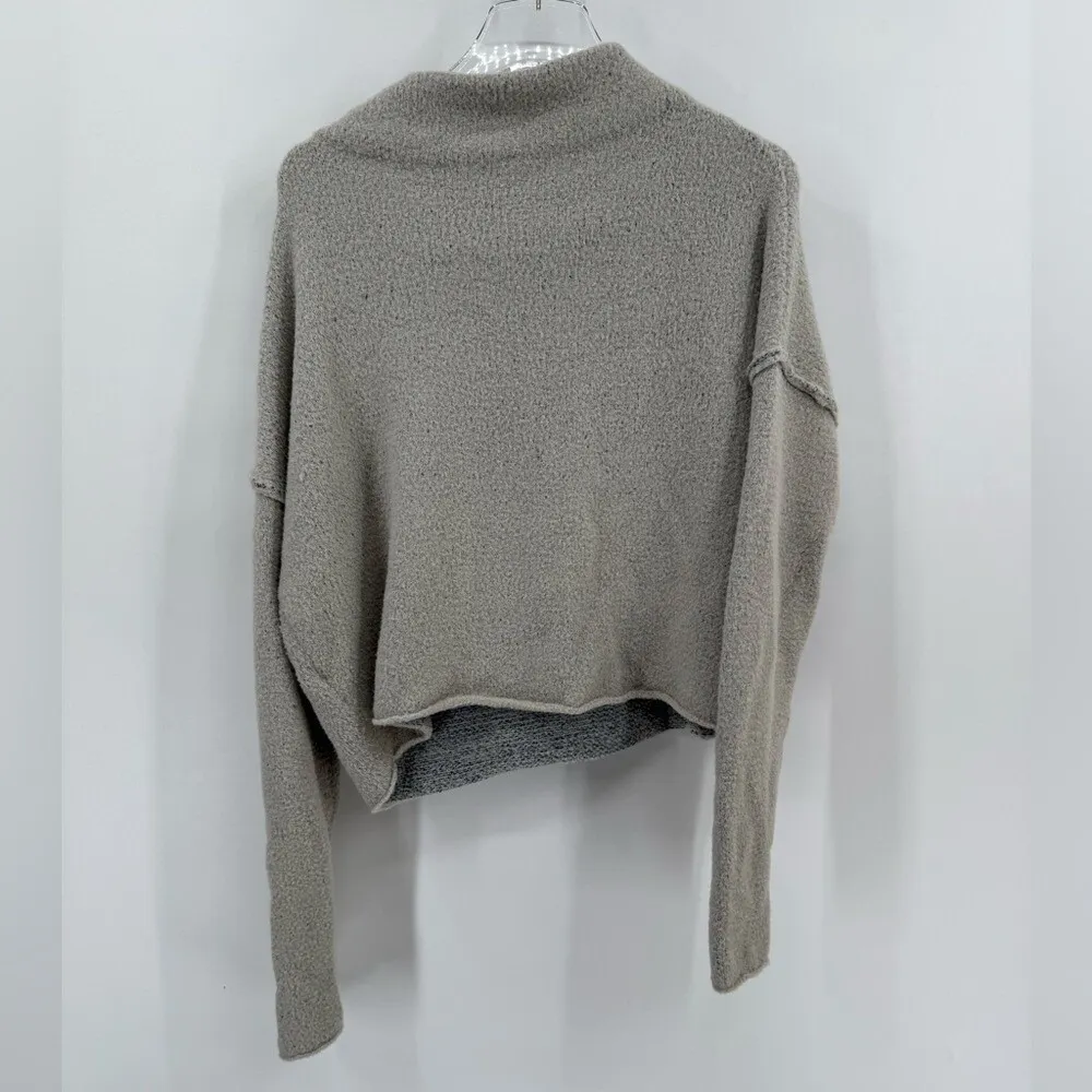 Free People Crop‎ Top Fleece Long Sleeve Pull Over Cowel Neck Soft Warm small - Image 2