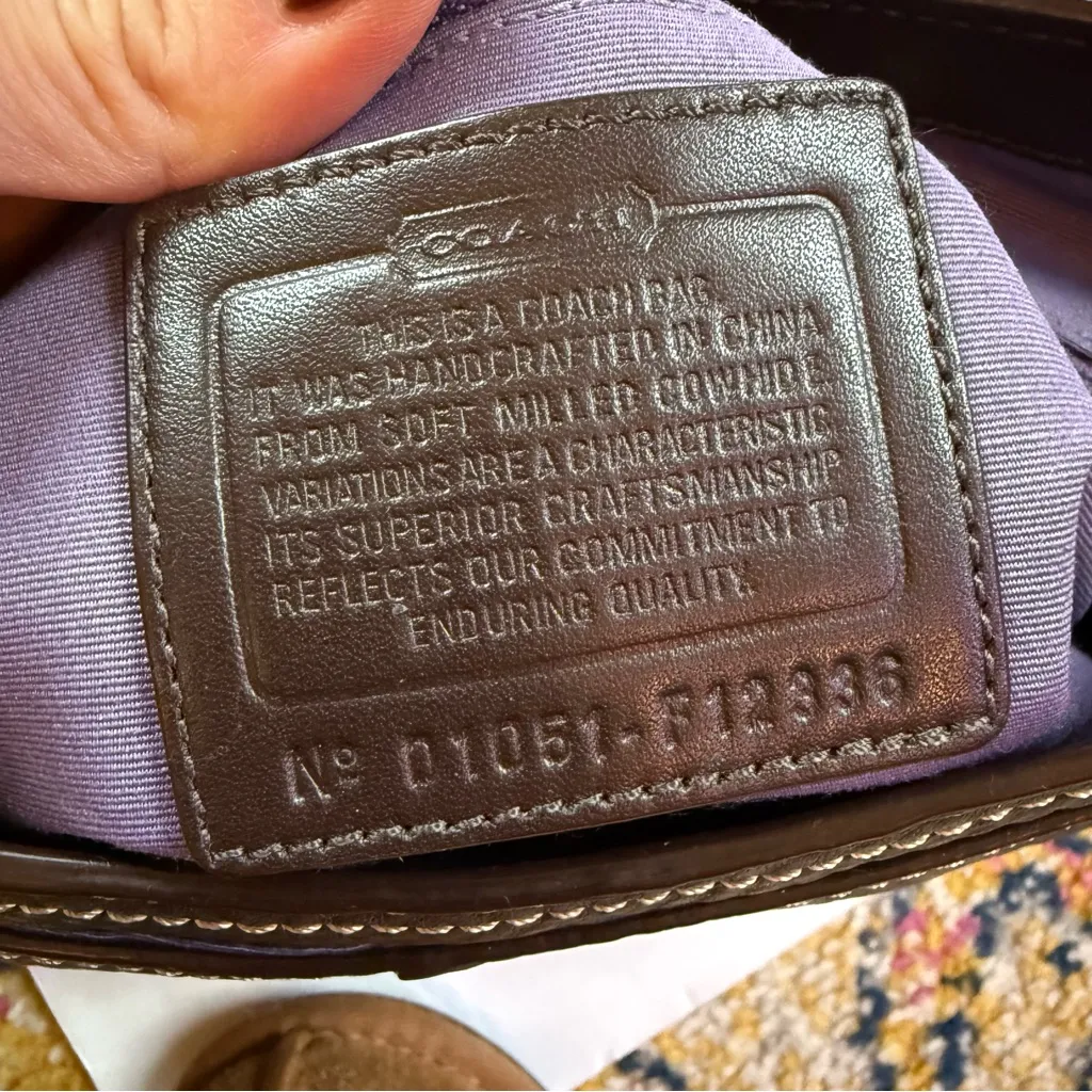 Vintage COACH Brown Pebble Leather Shoulder Bag, "Chelsea" Flap Bag F12336 - Image 7