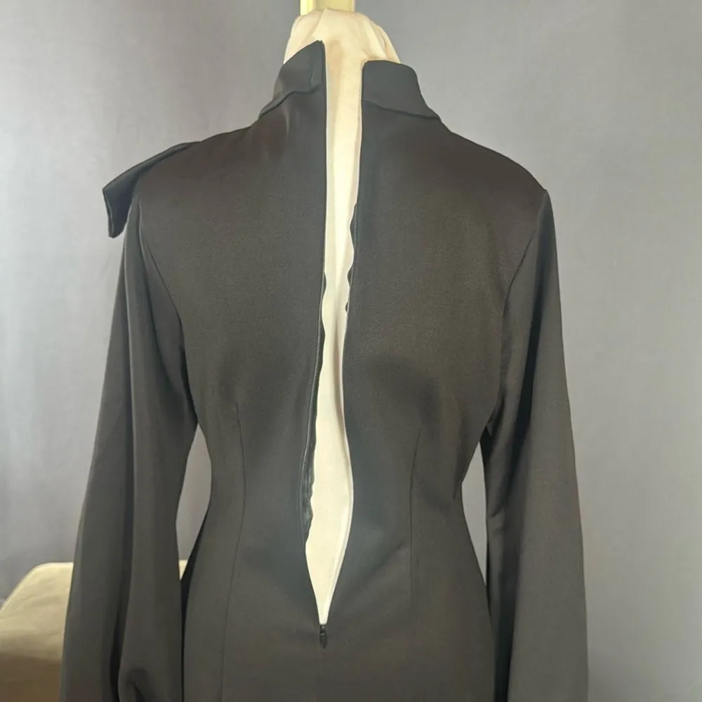 Women’s Black Long Sleeve Midi Pencil Dress with Bow Detail Size XL NEW - Image 6