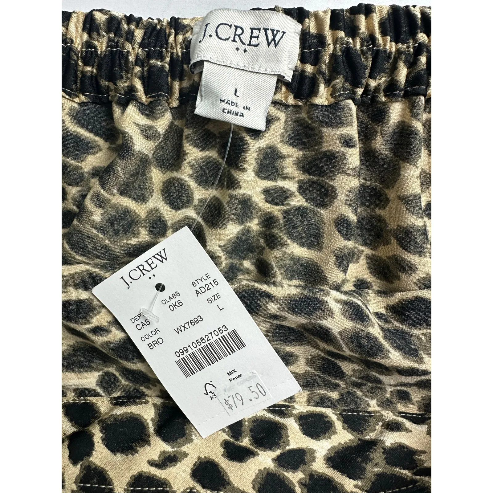J. Crew Size Large XL Cheetah Animal Print Midi Slip Skirt Elastic Waist Y2K NWT - Image 4
