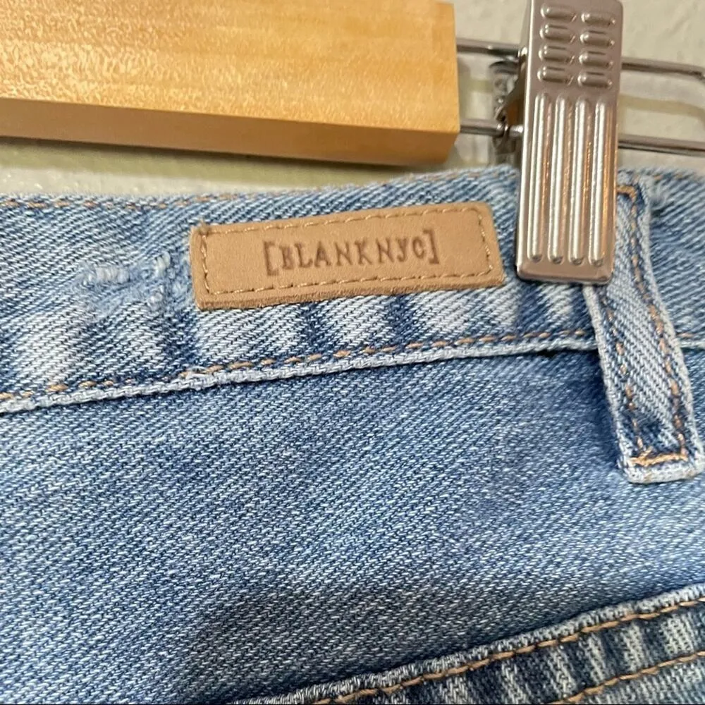 Blank NYC Zippered Front Distressed Denim Mini Skirt Jean Womens 24 Festival Zip - Image 4