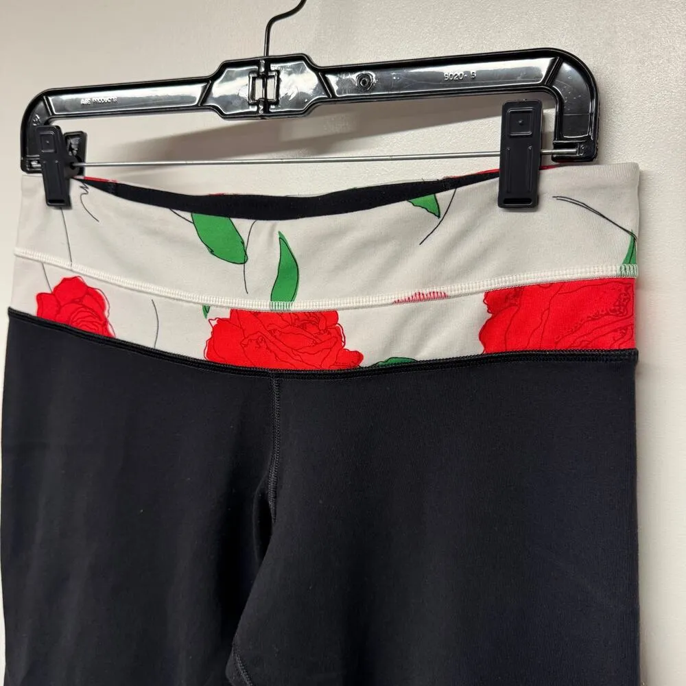 Lululemon Womens Yoga Crop Flare Pant Black Red Rose Size 6/8 Medium Groove - Image 3