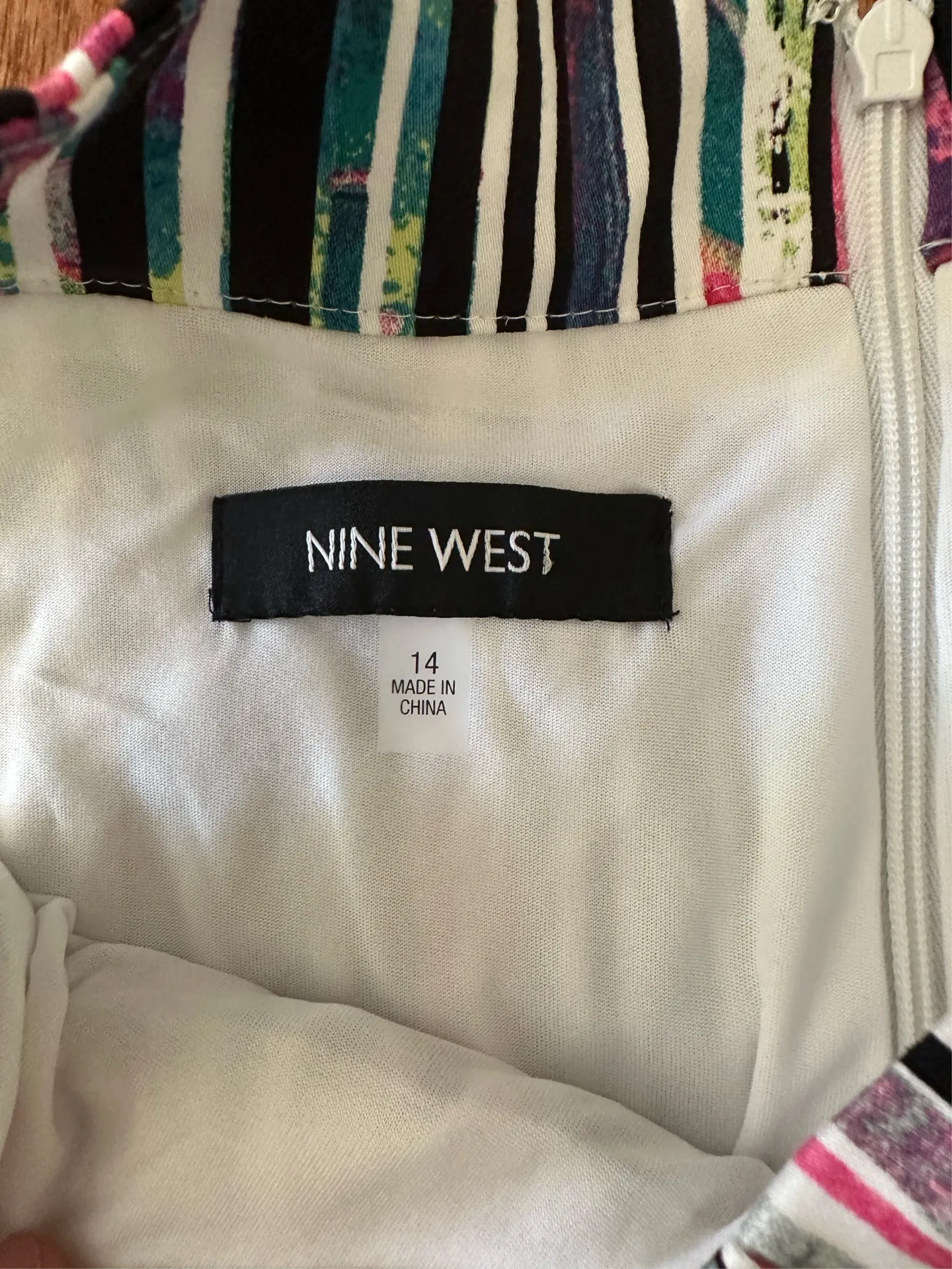 NWT Nine West Woman’s Striped Fit and Flare Dress Tangerine Tango, Sz 14 - Image 10