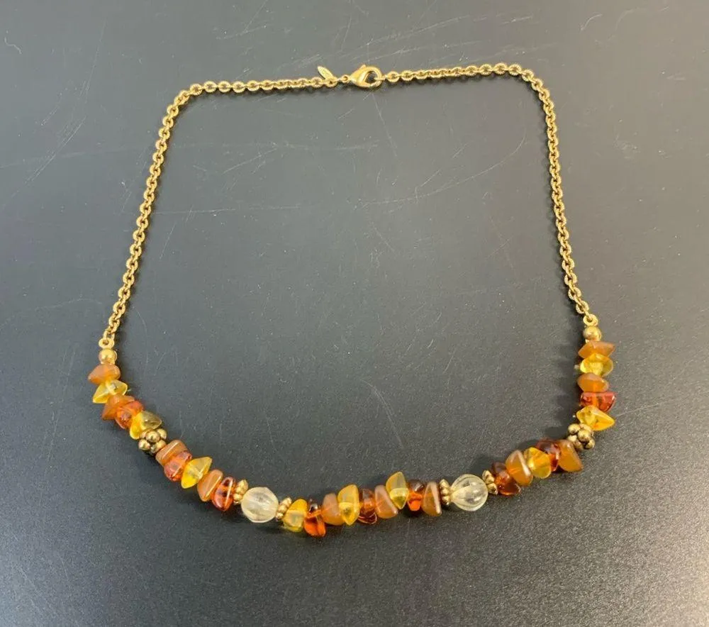 Avon Vintage choker Amber Fashion Necklace Signed SAQ 16” Orange - Image 3