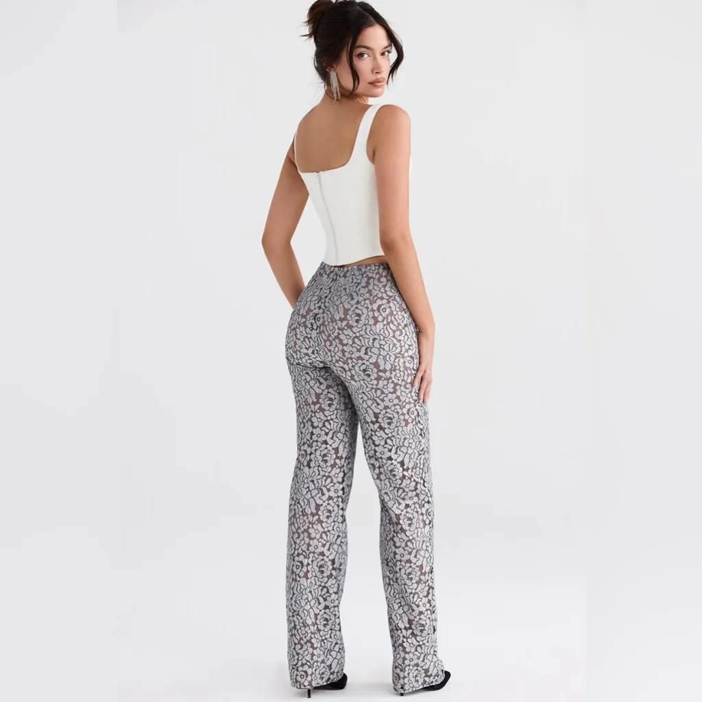 House of CB Mara Silver Metallic Trousers NWOT size M‎ - Image 4