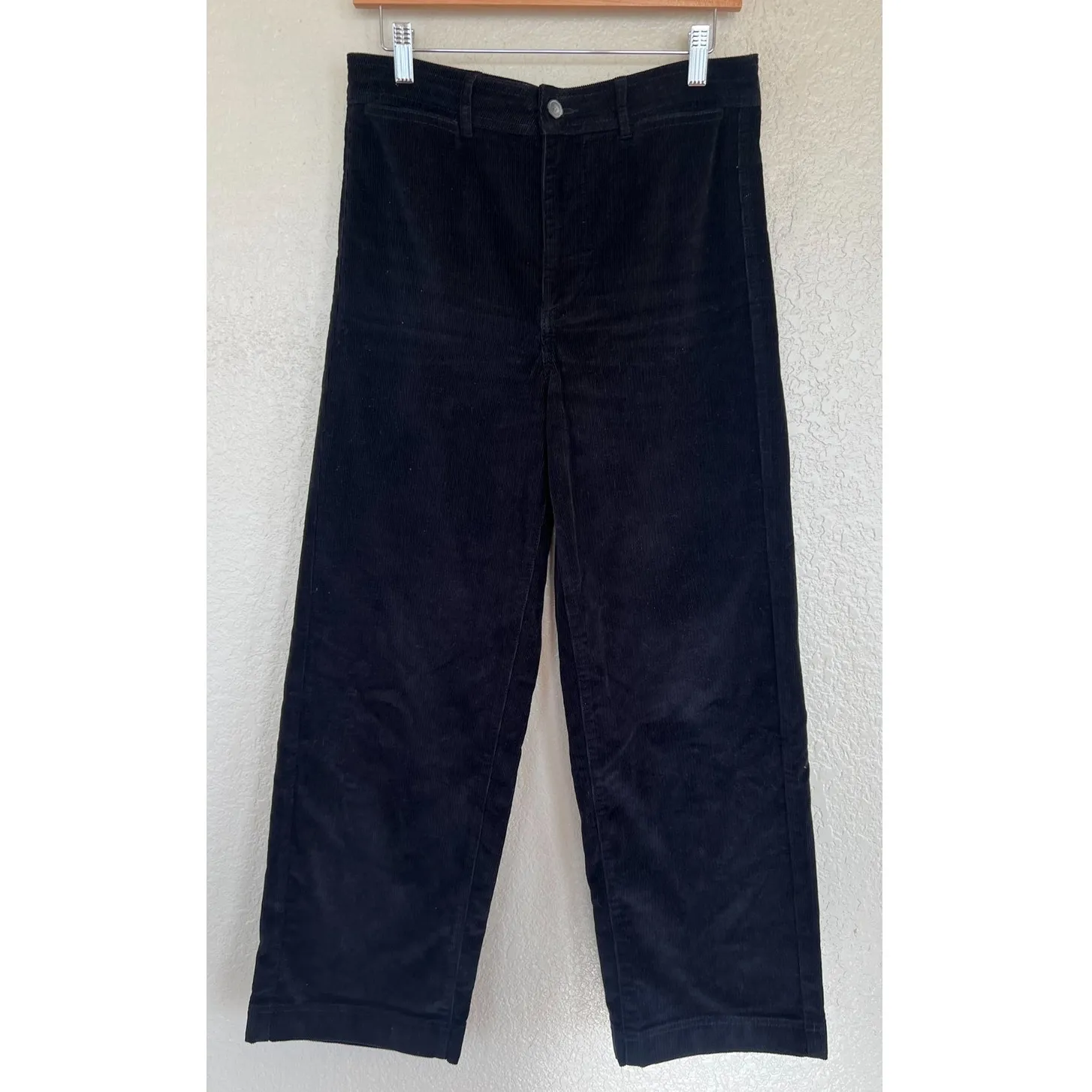 Everlane Black Wide Leg Corduroy Ankle Jeans 8 Relaxed Straight Casual High Rise - Image 2