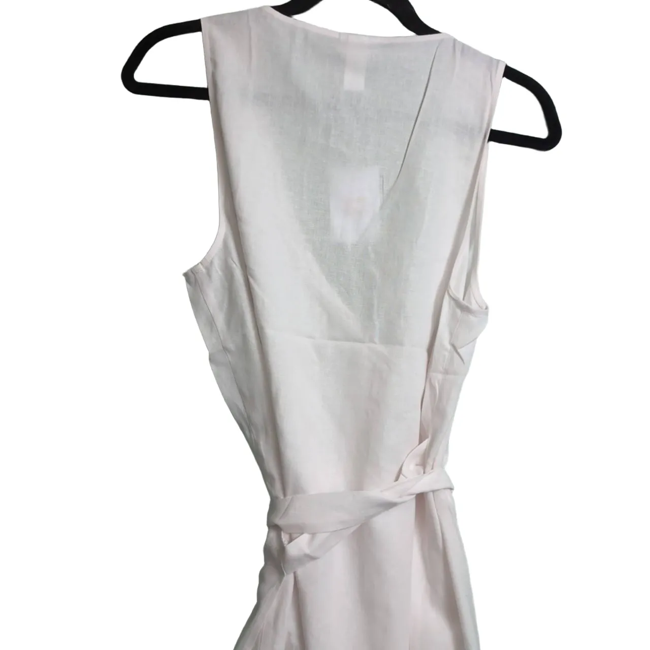 NWT Andie Wrap Dress Coconut (White) Flowy Sleeveless V Neck Self Tie Waist L - Image 4