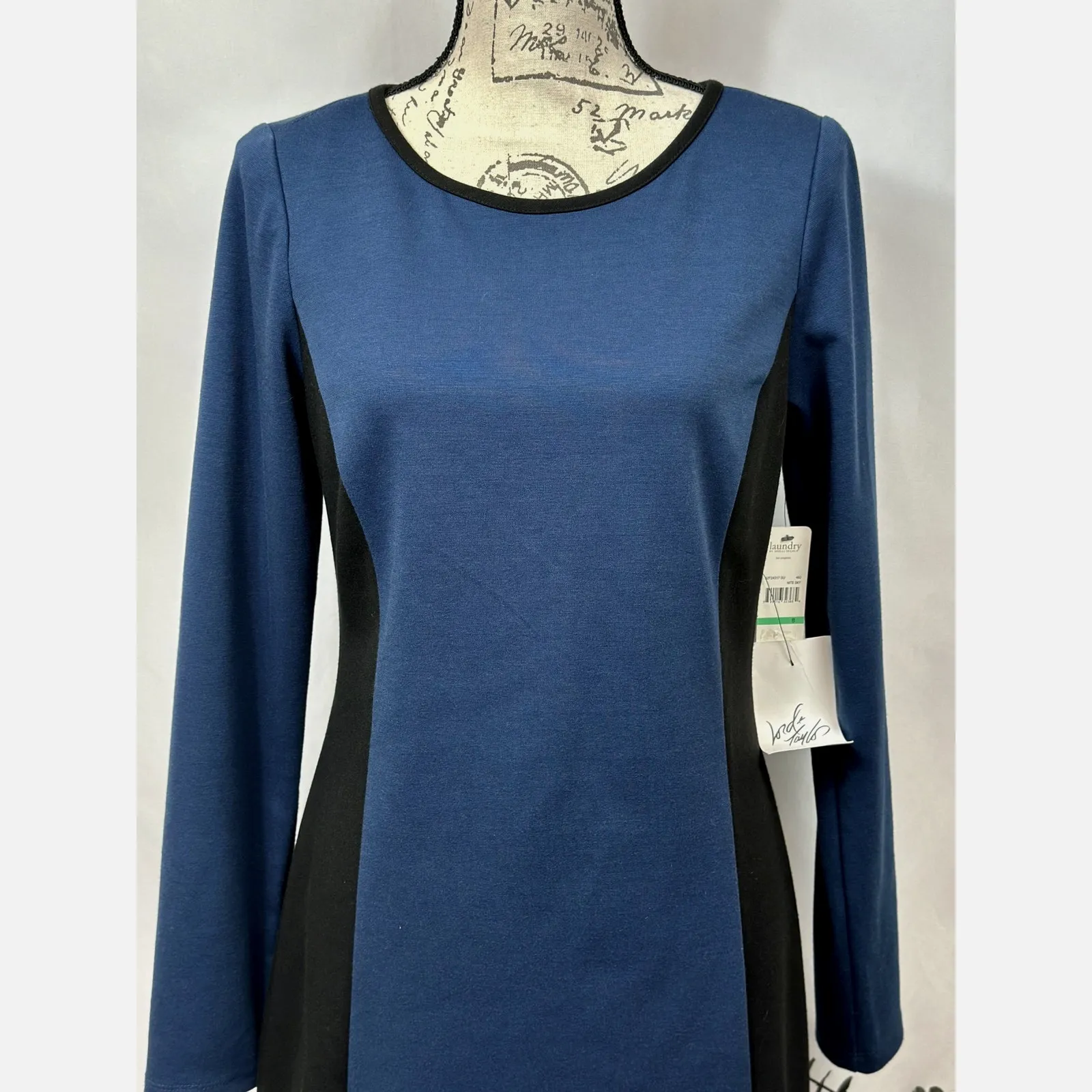 Laundry by Shelli Segal Night Sky Long Sleeve Scoop Neck Mini Dress Blue Black 8 - Image 8